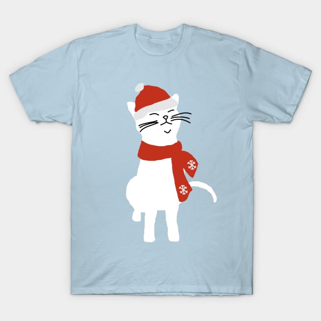 White Christmas Kitty Cat T-Shirt by ellenhenryart